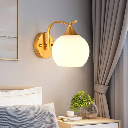 Modern Simplicity Iron Glass Ball 1/2 Light Wall Sconce Lamp For Bedside
