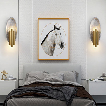 Contemporary Luxury Oval Gold Foil Texture Metal Tube 2-Light Wall Sconce Lamp For Dining Room