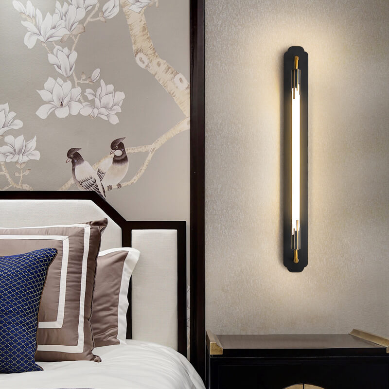 Modern Minimalist All Copper Straight Strip LED Wall Sconce Lamp