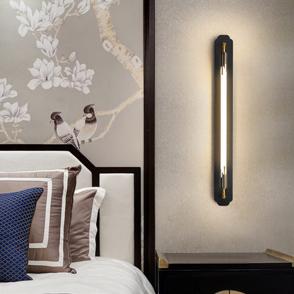 Modern Minimalist All Copper Straight Strip LED Wall Sconce Lamp