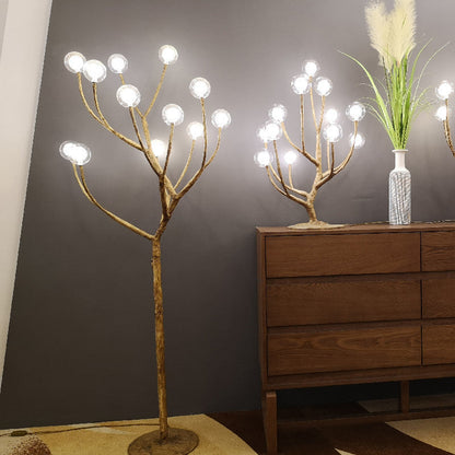 Contemporary Scandinavian Branch Polymer Metal Glass 8/12 Light Table Lamp For Bedroom