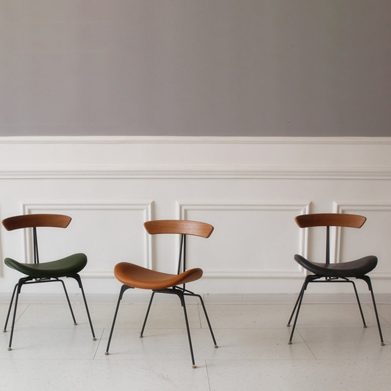 Contemporary Industrial Ant Arch Wood Rebar PU Leather Fabric Sponge Dining Chair Backrest For Dining Room