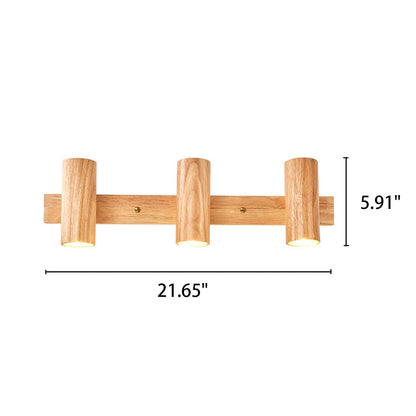 Modern Minimalist Wood Track Spotlight 1/2/3 Light Wall Sconce Lamp
