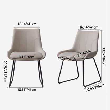Contemporary Nordic Rectangular Upholstered Trapezoidal Base Faux Leather Metal Dining Chair Backrest For Dining Room