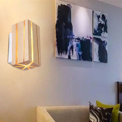 مصباح حائط LED بتصميم هندسي مكعبي حديث بسيط مع حبيبات خشبية متصدعة لغرفة المعيشة 