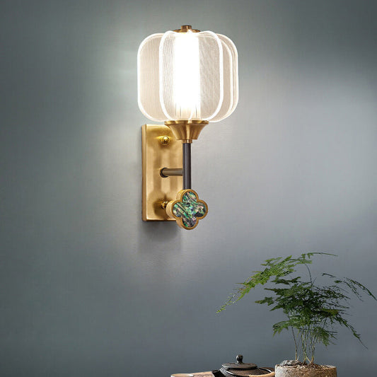 مصباح حائط LED بتصميم صيني مصنوع من النحاس والأكريليك بالكامل بتصميم إبداعي
