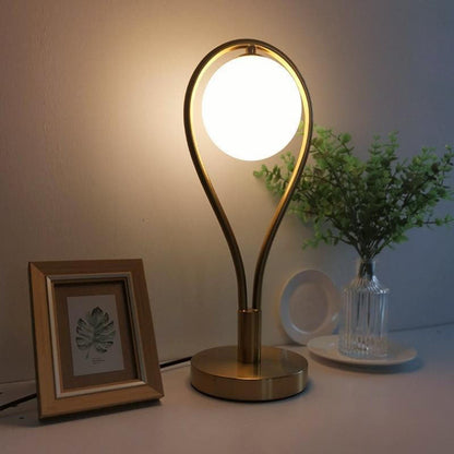 Contemporary Creative Racket Shape Iron Copper Glass 1-Light Table Lamp For Bedroom