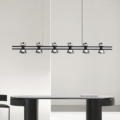 Modern Minimalist Long Copper Glass LED Island Light Pendant Light For Dining Room
