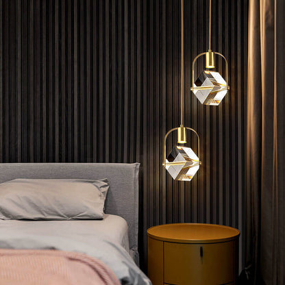 Modern Simplicity Crystal Square 1-Light Pendant Light For Bedroom