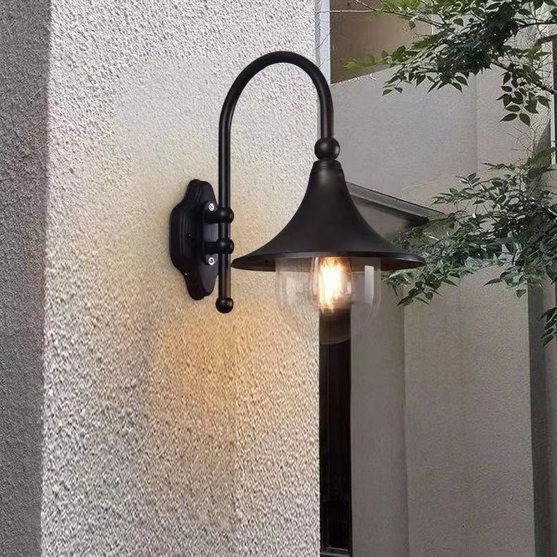Contemporary Industrial Aluminum Horn Shape 1-Light Wall Sconce Lamp For Outdoor Patio