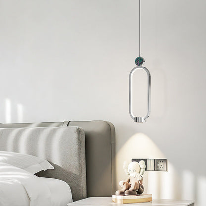 Modern Minimalist Geometric Elliptical Ring Crystal Aluminum LED Pendant Light For Living Room