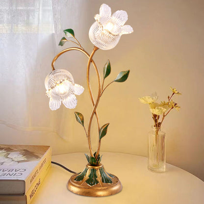 Modern Art Deco Flower Branch Leaf 1/2 Light Table Lamp For Bedroom