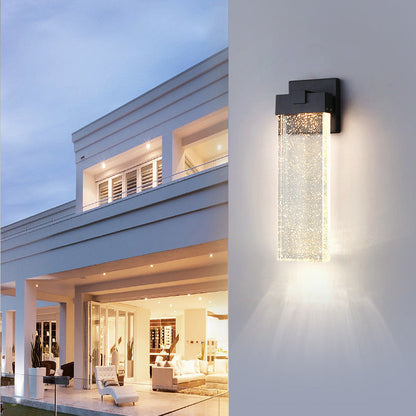 Modern Simplicity Waterproof Aluminum Crystal Rectangular LED Wall Sconce Lamp For Outdoor Patio