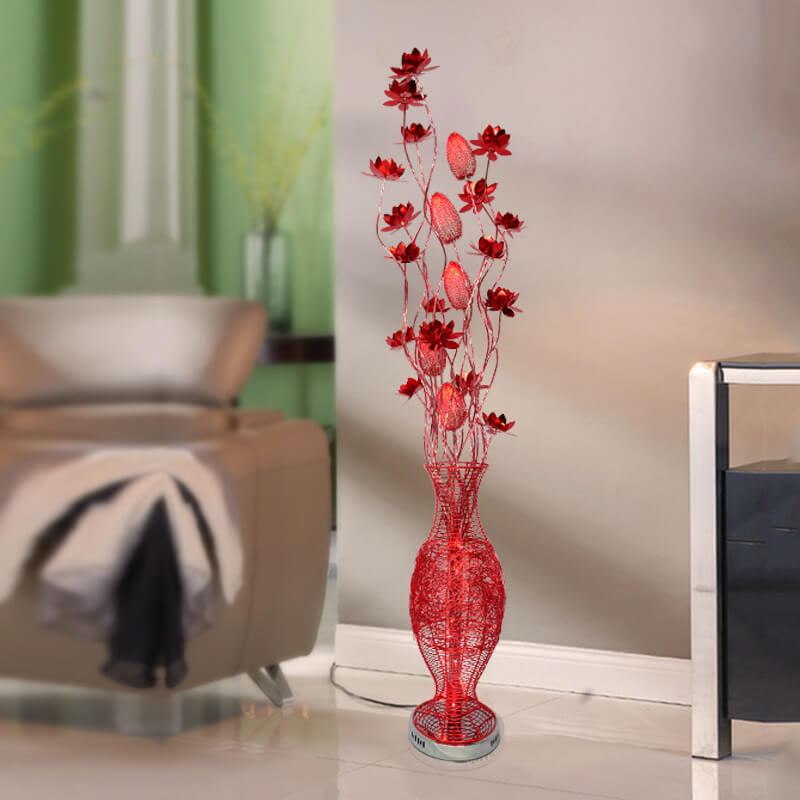 European Style Vase Flower Design Aluminum LED Standing Floor Lamp