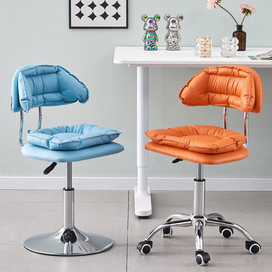 Modern Minimalist Square Cushion Faux Leather Metal Bar Stool Backrest Height Adjustable For Dining Room