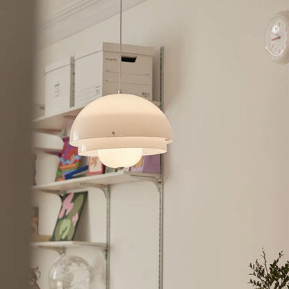 Contemporary Nordic Round Dome Iron Glass Acrylic 1-Light Pendant Light For Living Room