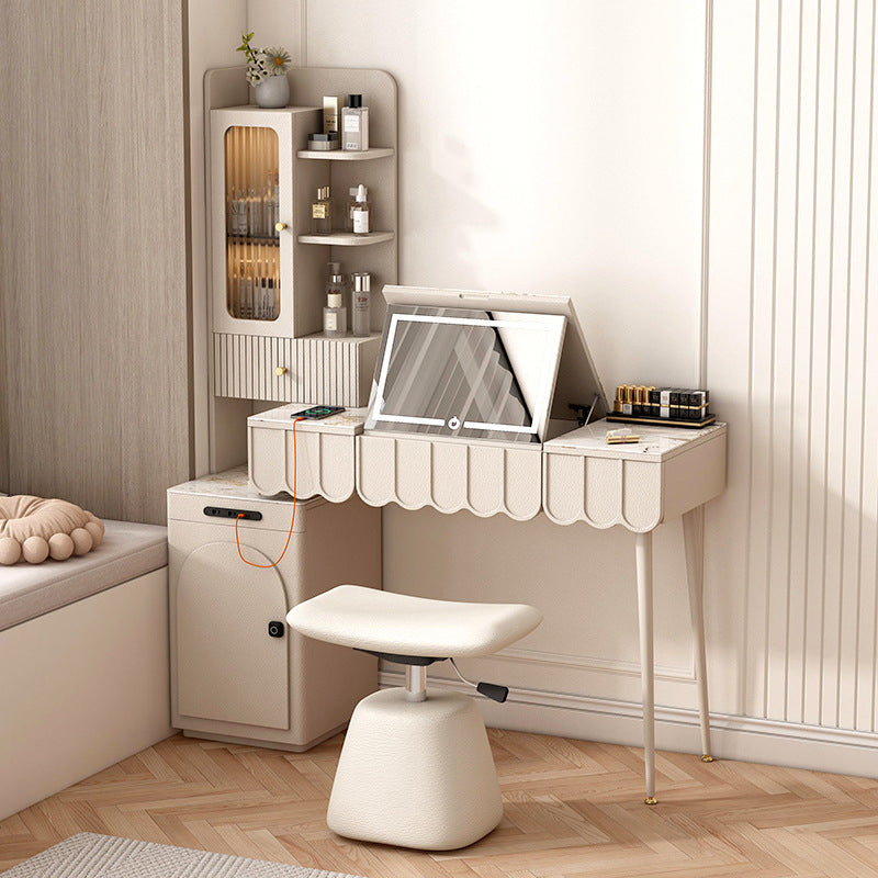 Contemporary Simplicity Rectangular Faux Leather Upholstered Height Adjustable Vanity Stool For Bedroom