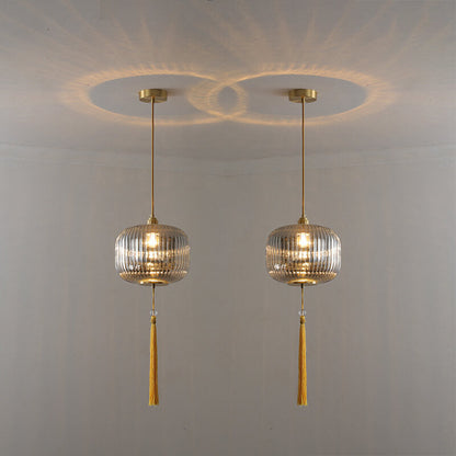 Nordic Modern Lantern Shape Copper Glass 1-Light Pendant Light