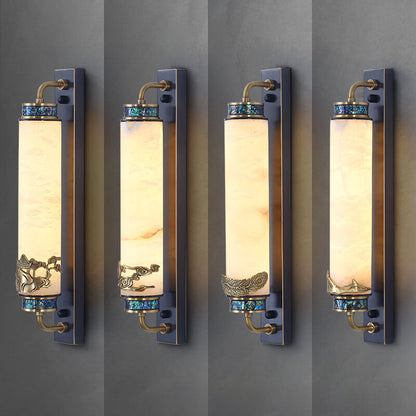 مصباح حائط LED نحاسي بعمود من الرخام الصيني الحديث