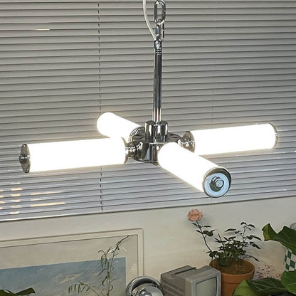 Industrial Stainless Steel Branch Design 4-Light LED Chandelier