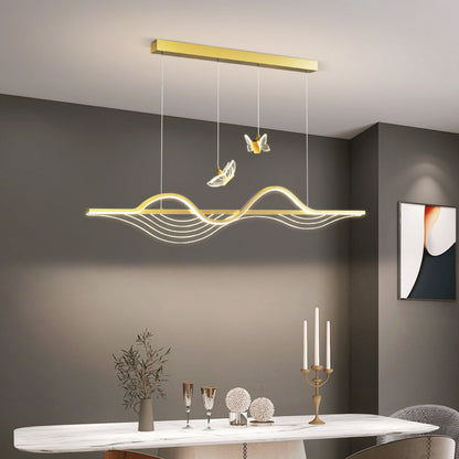 ثريا جزيرة LED مصنوعة من السيليكون بتصميم فراشة طويلة بتصميم عصري بسيط لغرفة المعيشة 