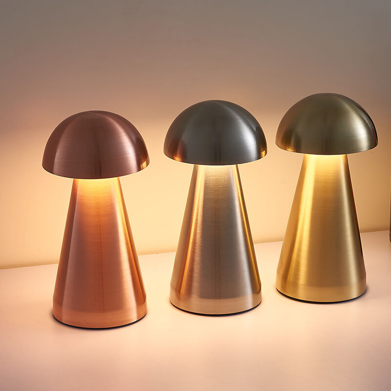 Modern Light Luxury Creative Wrought Iron Mushrooms USB LED Table Lamp