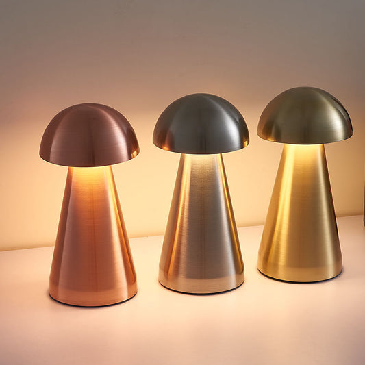 Modern Light Luxury Creative Wrought Iron Mushrooms USB LED Table Lamp