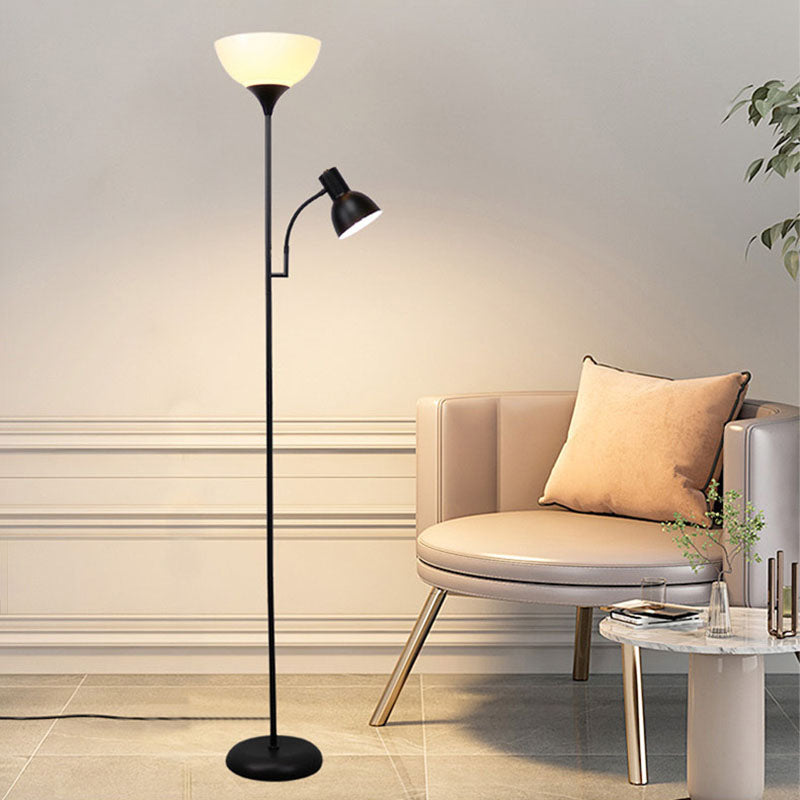 Modern Minimalist Half Circle Iron 2-Light Standing Floor Lamp For Living Room