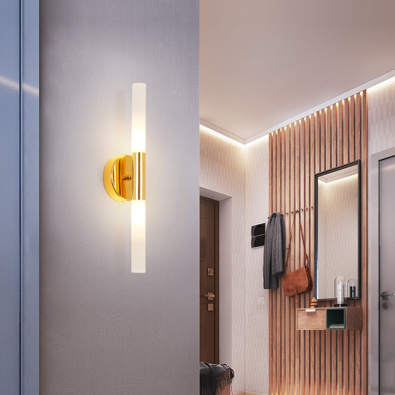 مصباح حائط LED أسطواني من الألومنيوم والحديد بتصميم عصري بسيط لغرفة المعيشة 
