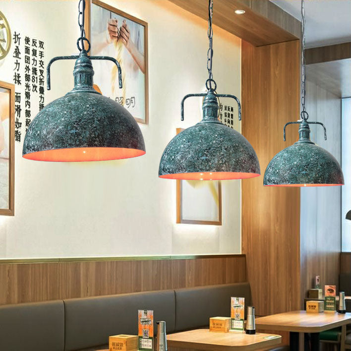 Contemporary Industrial Round Domed Iron 1-Light Pendant Light For Living Room