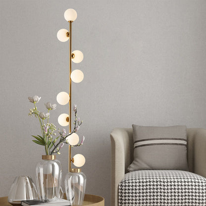 Contemporary Scandinavian Cylindrical Metal Glass 9-Light Standing Floor Lamp For Living Room
