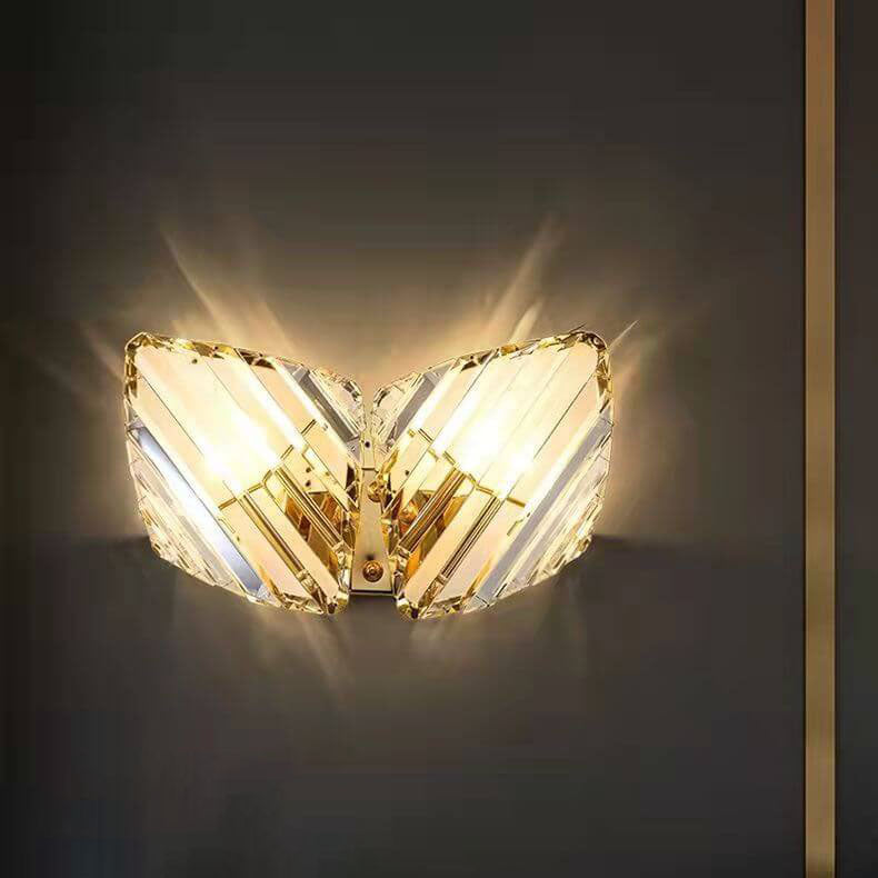 Modern Light Luxury Crystal Triangle Geometry 1/2/3 Light Wall Sconce Lamp