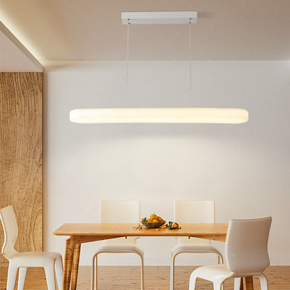Modern Minimalist One-Shaped Long Strip Acrylic Shade Iron LED Island Light Pendant Light For Dining Room