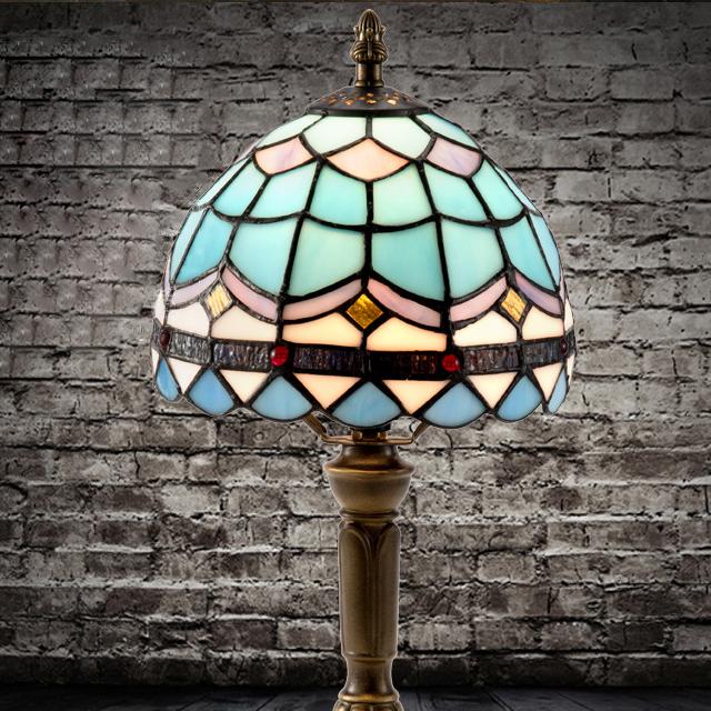 European Decorative Tiffany Stained Glass Tall Mushroom 1-Light LED Table Lamp