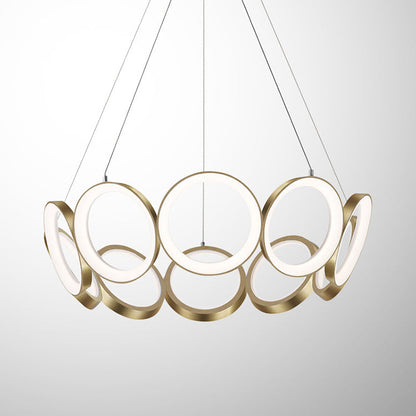 Contemporary Nordic Circle Round Iron Acrylic LED Chandelier For Living Room