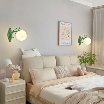 مصباح حائط دائري من الزجاج بتصميم أزهار إبداعي إسكندنافي بنصف ضوء 