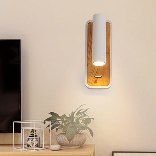 مصباح حائط LED بتصميم أسطواني دوار من الألومنيوم والأكريليك بتصميم عصري بسيط لغرفة النوم 