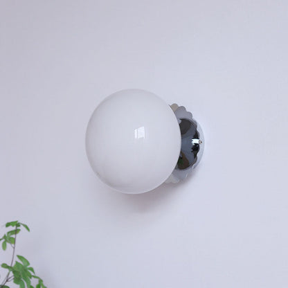 Modern Vintage Minimalist Iron Glass Round Head 1-Light Wall Sconce Lamp