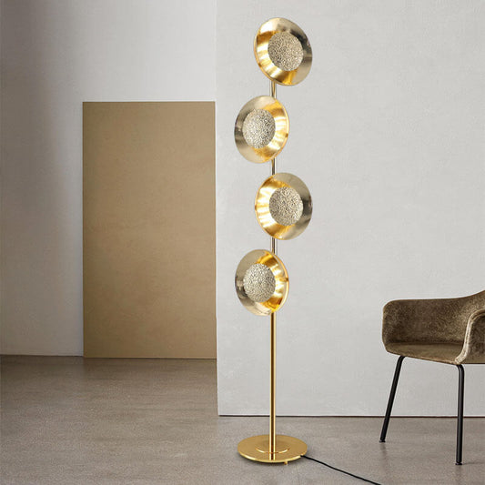 Creative Light Luxury Gold Circles Disc Long Pole LED Standing Floor Lamp