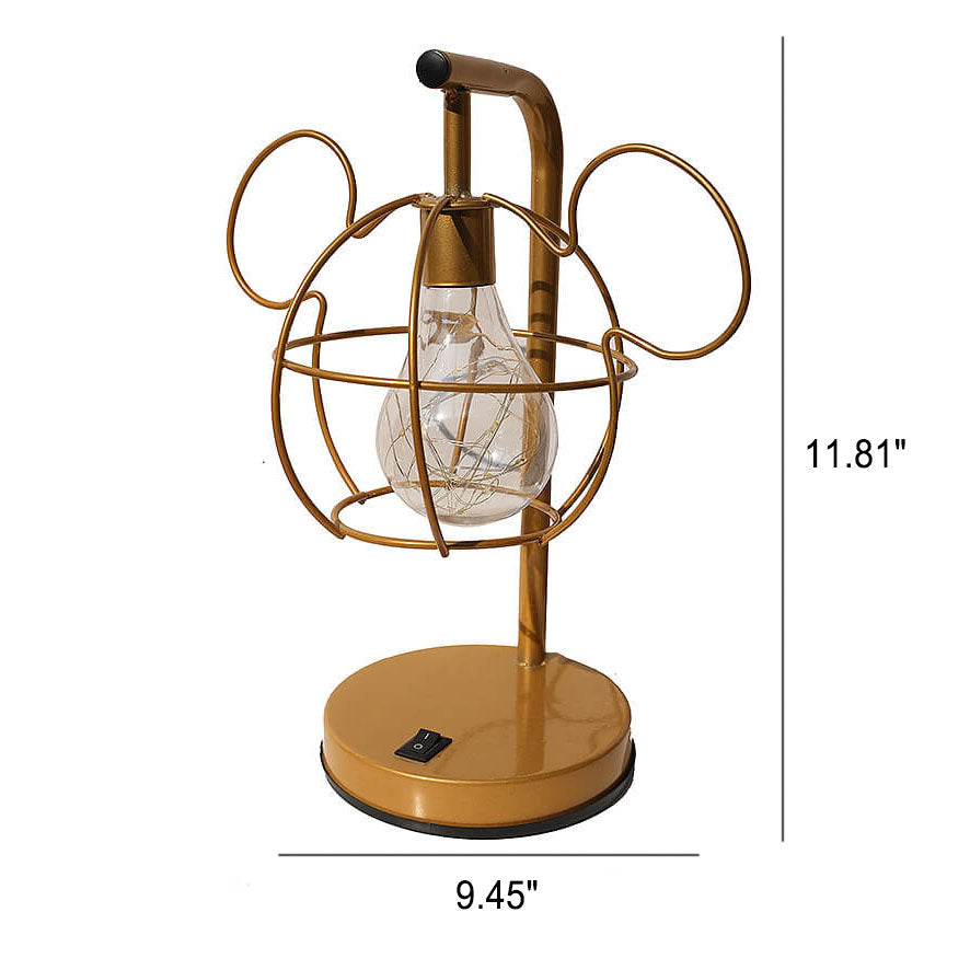 Creative Mouse Metal Cage LED Decorative Battery Table Lamp