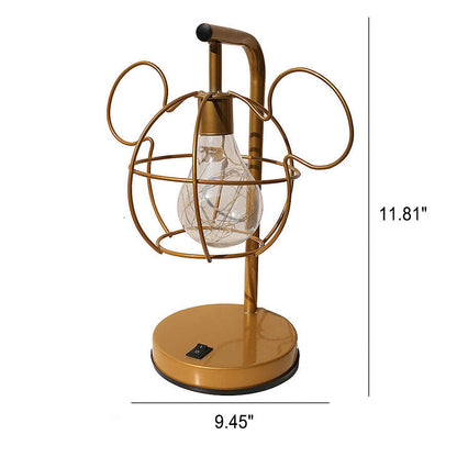 Creative Mouse Metal Cage LED Decorative Battery Table Lamp