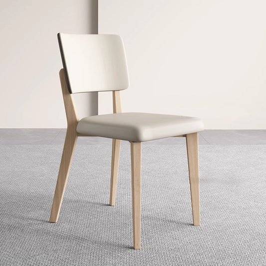Contemporary Nordic Square PU Leather Solid Wood Frame Dining Chair Backrest For Dining Room