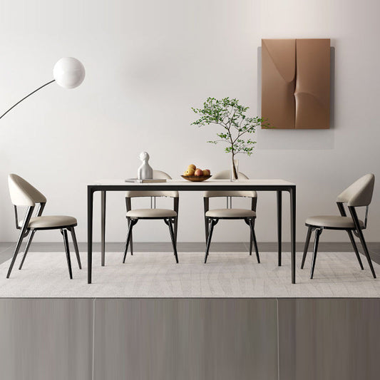 Modern Luxury Round Cushion PU Leather Lambswool Sponge Black Titanium Dining Chair Backrest For Dining Room