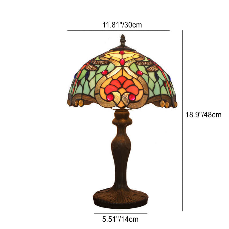 Tiffany Creative Alloy Colored Dragonfly Peach Heart 1-Light Table Lamp