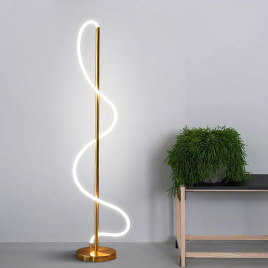 Modern Minimalist Line Iron Silicone LED Standing Floor Lamp For Living Room
