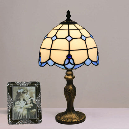 Traditional Tiffany Resin Glass Umbrella Shape 1-Light Table Lamp For Bedroom