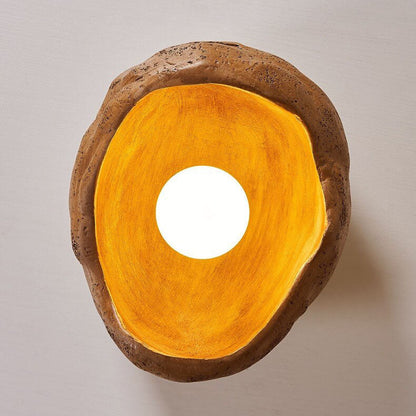 Japanese Creative Resin Rock Texture 1-Light Flush Mount Ceiling Light