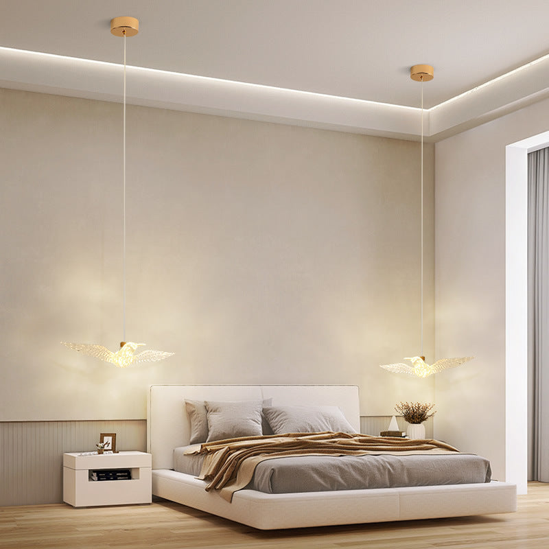 Modern Luxury Bird Iron Acrylic LED Pendant Light For Bedroom