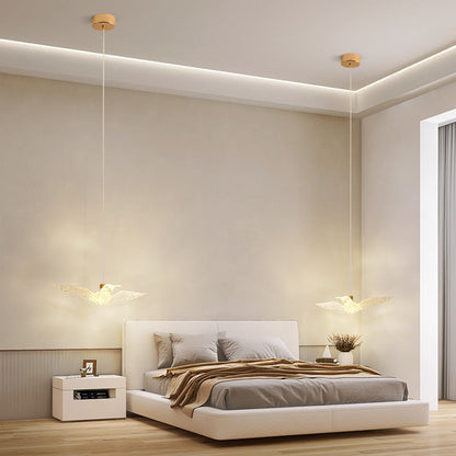 Modern Luxury Bird Iron Acrylic LED Pendant Light For Bedroom