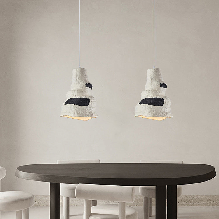 Contemporary Nordic Polystyrene Pudding Moon 1-Light Pendant Light For Dining Room